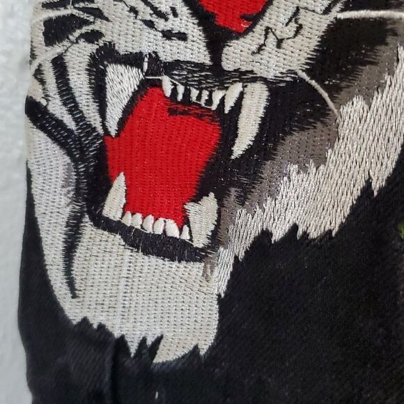 Pacsun Mens Black Skinny Jeans with Lion Cat and Roses Suze 29×30 - Picture 8 of 15